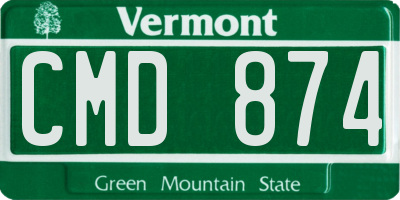 VT license plate CMD874