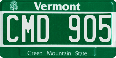 VT license plate CMD905