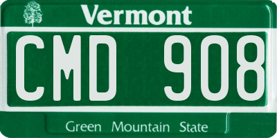 VT license plate CMD908