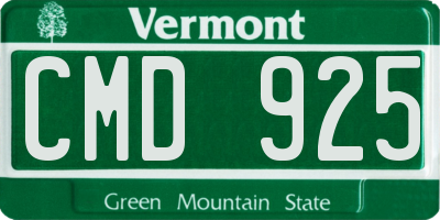 VT license plate CMD925