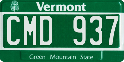 VT license plate CMD937