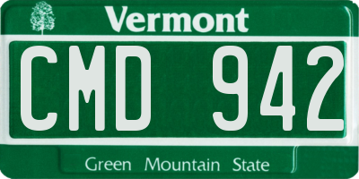 VT license plate CMD942