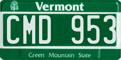 VT license plate CMD953