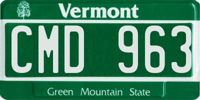 VT license plate CMD963