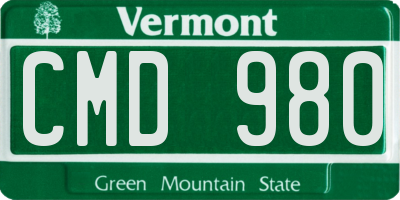 VT license plate CMD980