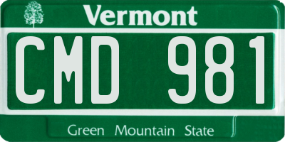 VT license plate CMD981