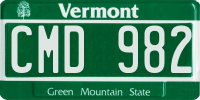 VT license plate CMD982