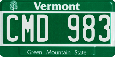 VT license plate CMD983