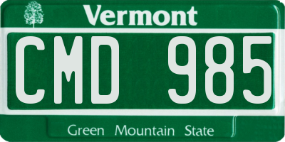 VT license plate CMD985