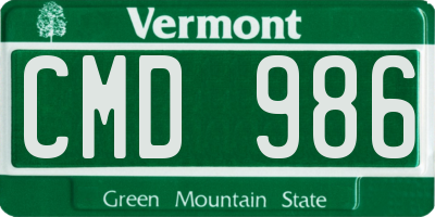 VT license plate CMD986