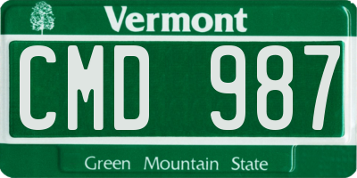 VT license plate CMD987