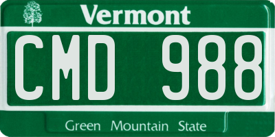 VT license plate CMD988