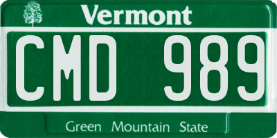 VT license plate CMD989