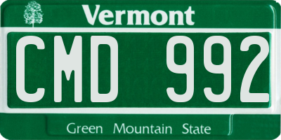 VT license plate CMD992