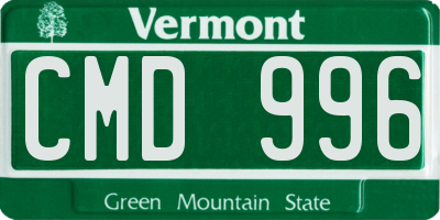 VT license plate CMD996