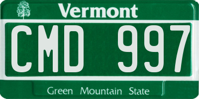 VT license plate CMD997