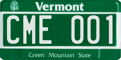 VT license plate CME001