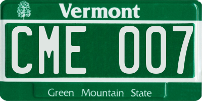 VT license plate CME007
