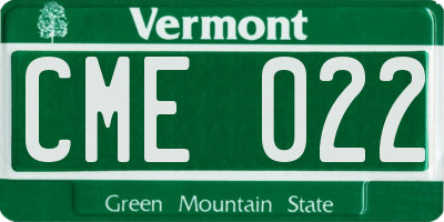 VT license plate CME022
