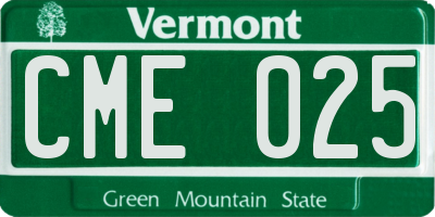 VT license plate CME025