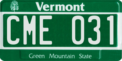 VT license plate CME031