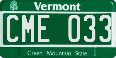 VT license plate CME033