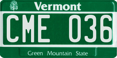 VT license plate CME036