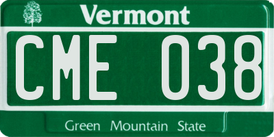 VT license plate CME038