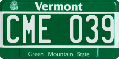 VT license plate CME039