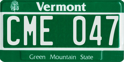 VT license plate CME047