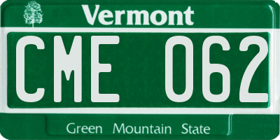 VT license plate CME062