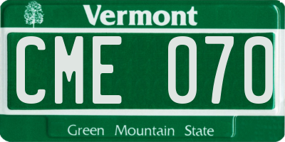 VT license plate CME070