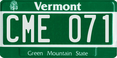 VT license plate CME071