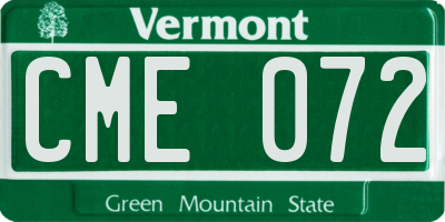 VT license plate CME072