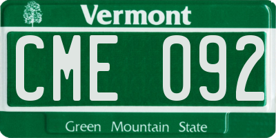 VT license plate CME092