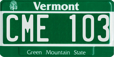 VT license plate CME103