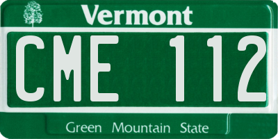 VT license plate CME112