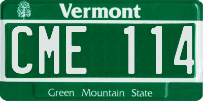VT license plate CME114