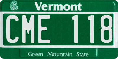 VT license plate CME118