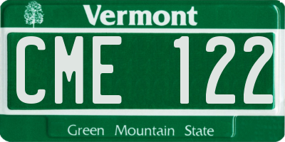 VT license plate CME122