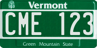 VT license plate CME123