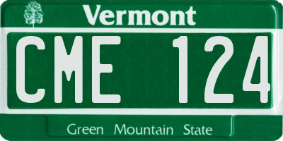 VT license plate CME124