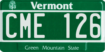 VT license plate CME126