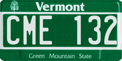 VT license plate CME132