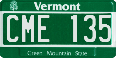 VT license plate CME135