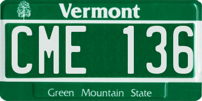 VT license plate CME136