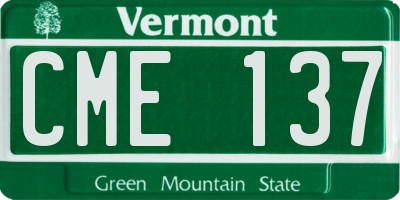 VT license plate CME137