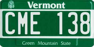 VT license plate CME138