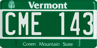 VT license plate CME143