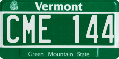 VT license plate CME144